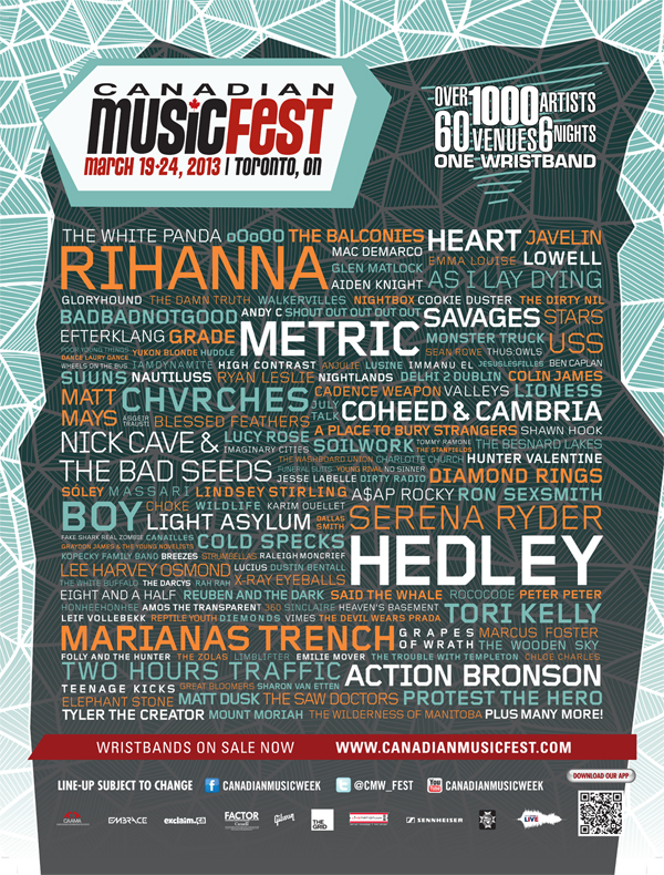 Canadian Music Fest 2013 Line Up