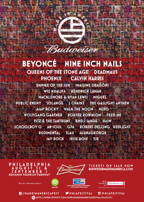 The 2013 Budweiser Made In America Festival Lineup
