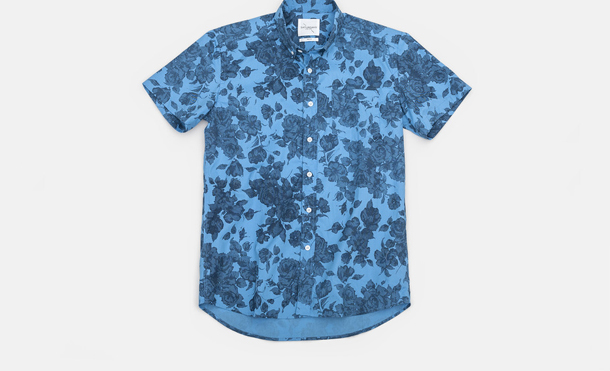Saturdays Surf NYC Esquina Floral Print Button Down Shirt Blue