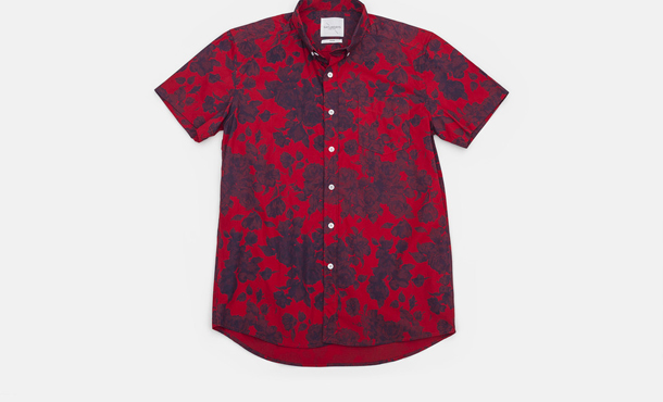 Saturdays Surf NYC Esquina Floral Print Button Down Shirt Red