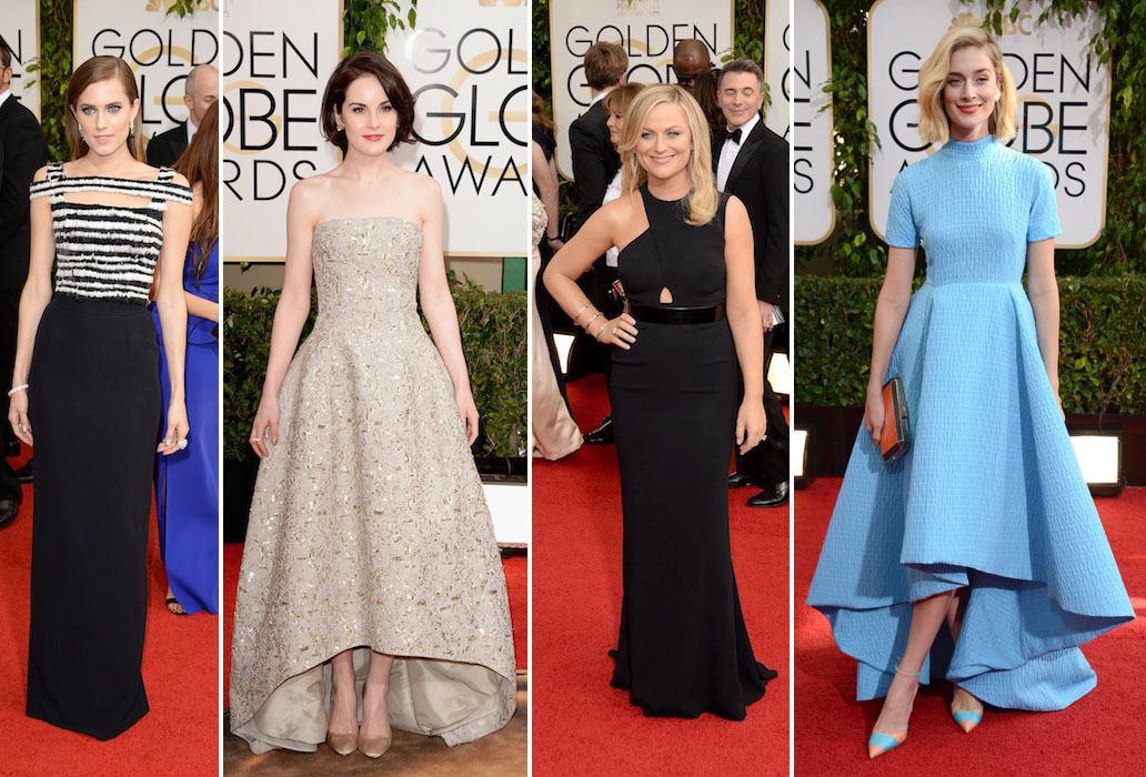 Michelle Dockery, Amy Poehler, Caitlin FitzGerald, Allison Williams Golden Globes 2014 Best Dressed