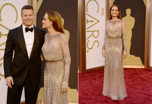 Angelina Jolie Brad Pitt Elie Saab Oscars 2014