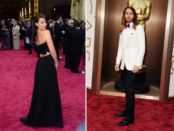 Jared Leto and Margot Robbie in Saint Laurent Oscars 2014