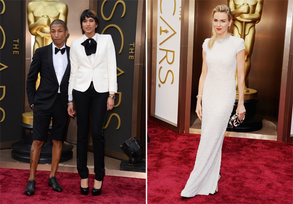Pharrell in Lanvin & Naomi Watts in Calvin Klein and Bvlgari Oscars 2014