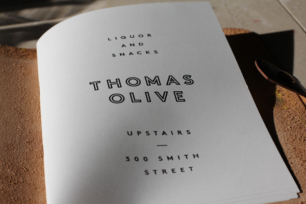 Thomas Olive Leather Bound Menu