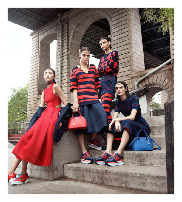 Cara Delevingne, Binx Winton, Xiao Wen Ju, & Sam Rollinson for DKNY Spring 2015-5