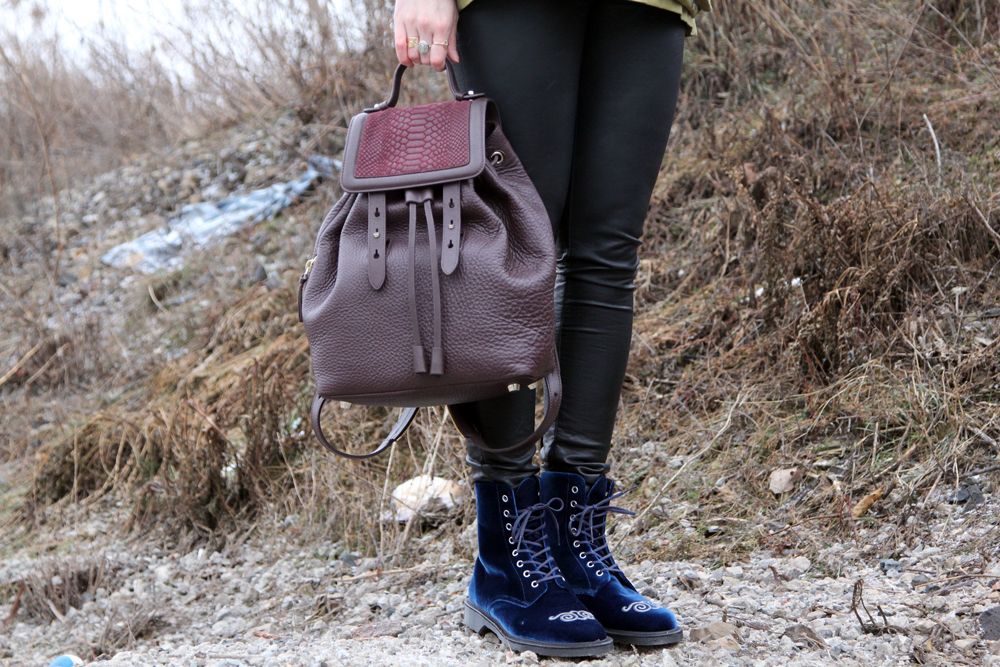 Rainy Winter Street Style Bag Shoe Detail