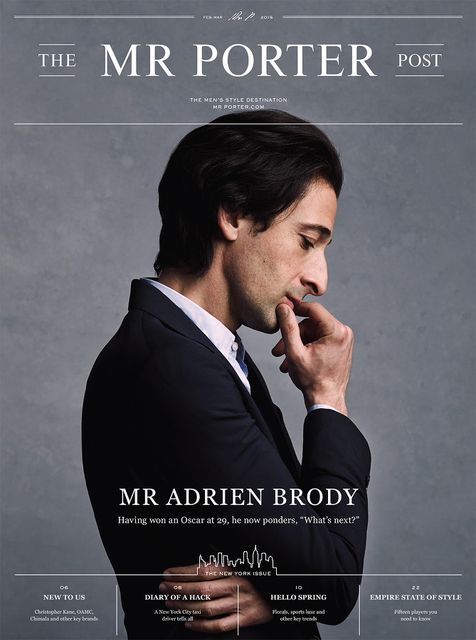 Adrien Brody for Mr. Porter February:March 2015