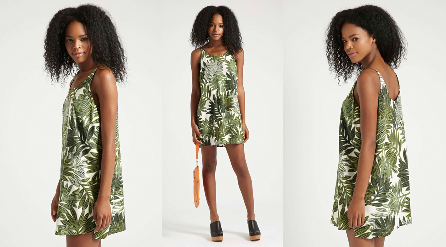 TOPSHOP PETITE Palm Leaf Print Slip Dress