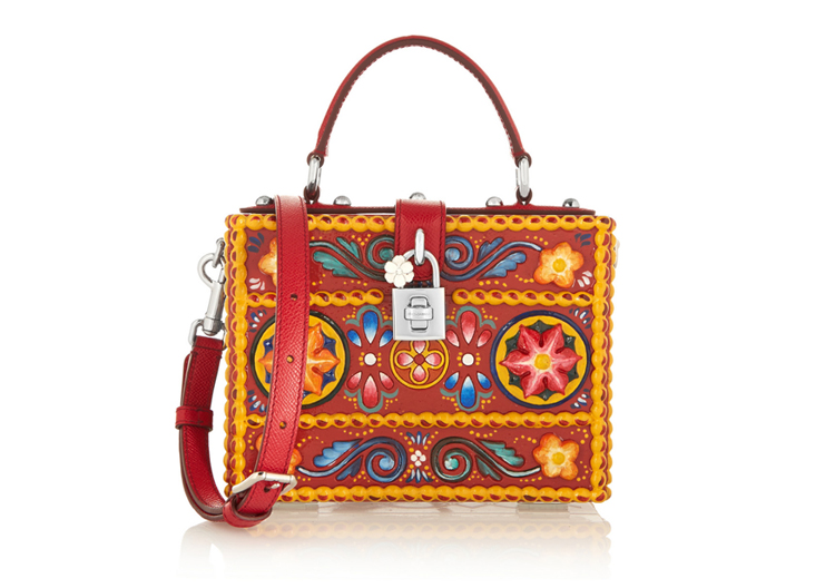 Dolce & Gabbana Textured Leather-Trimmed Wood Shoulder Bag, $7,895