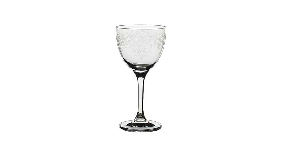 Rona Lace Etched Nick & Nora Glass, $15.00