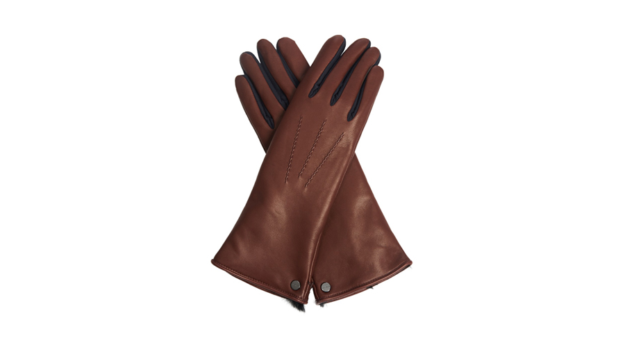 Agnelle Rabbit-Fur Lined Leather Gloves, $300