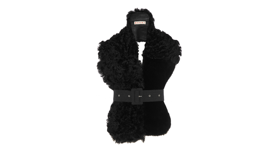 Marni Belted Leather and Shearling Scarf, $3,661