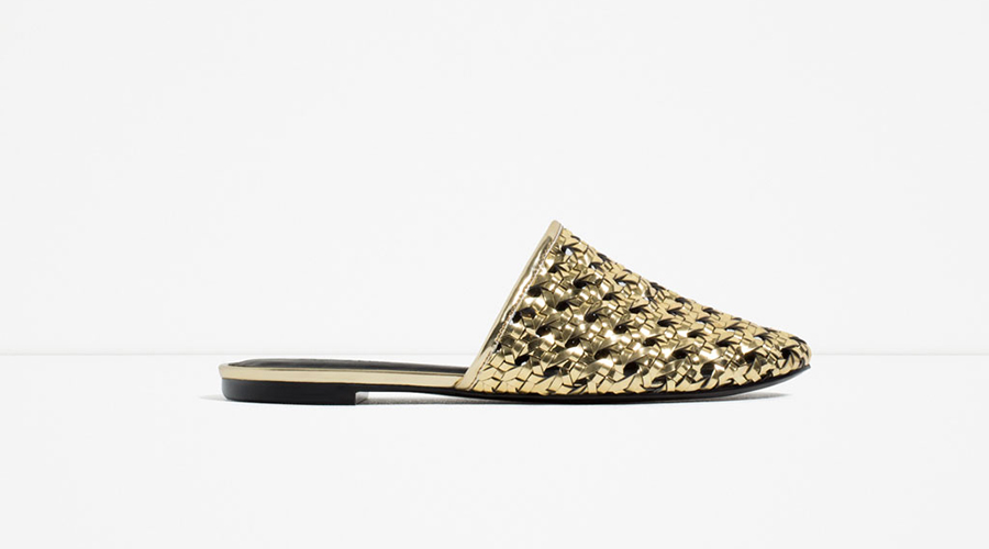 Zara Flat Laminated Sandals