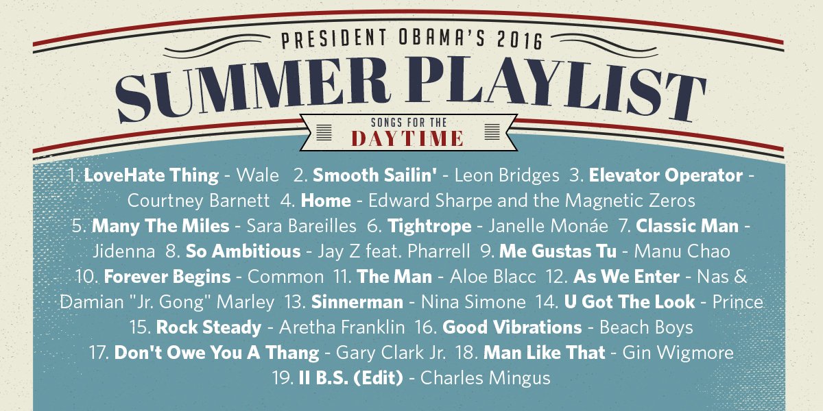 Obama Summer Playlist Day